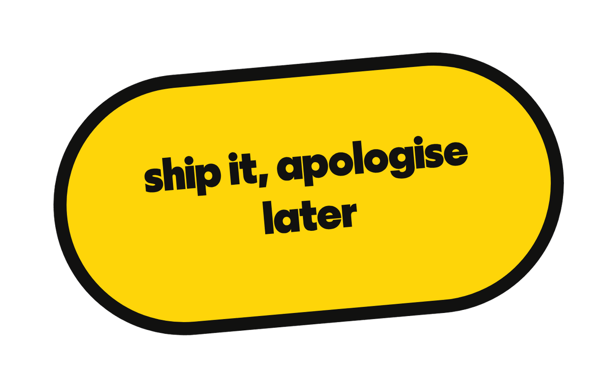 ship it, apologise later die-cut vinyl sticker