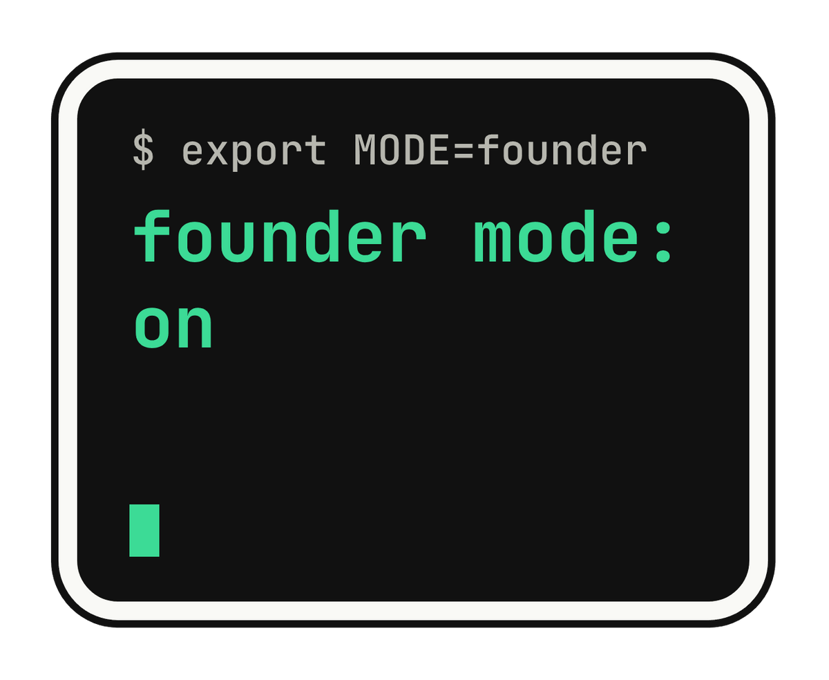 founder mode: on die-cut vinyl sticker