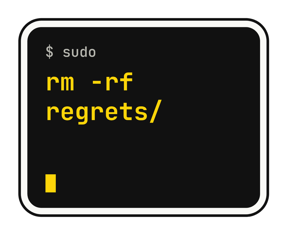 rm -rf regrets/ die-cut vinyl sticker