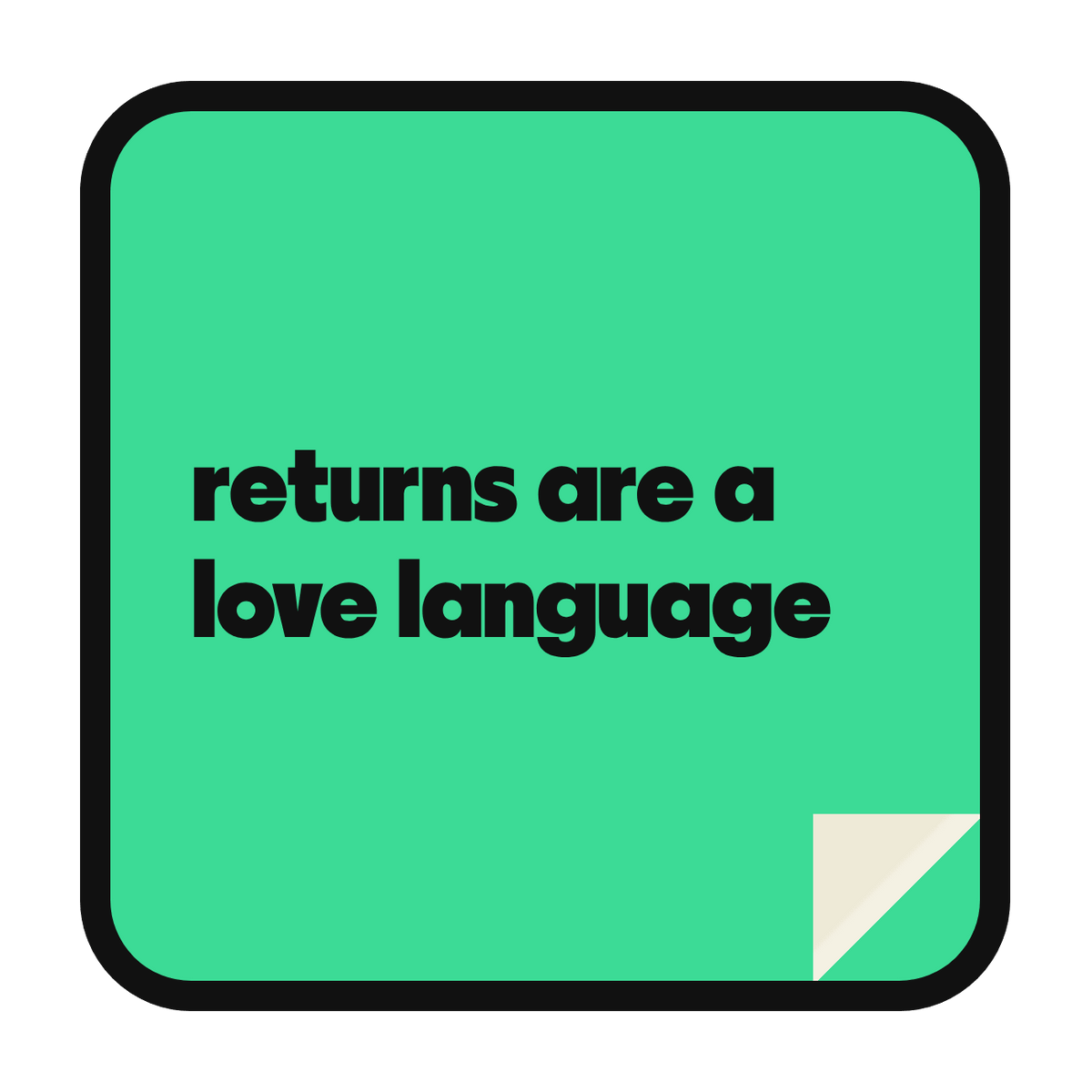 returns are a love language die-cut vinyl sticker