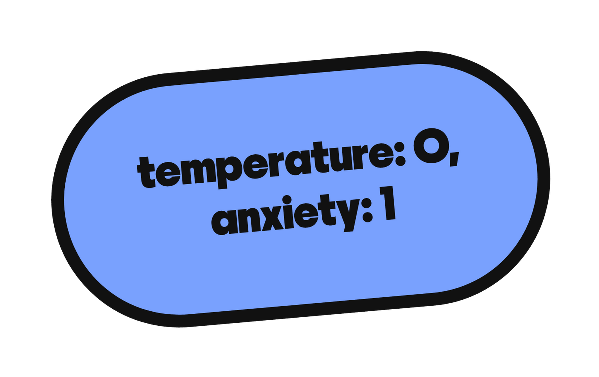 temperature: 0, anxiety: 1 die-cut vinyl sticker