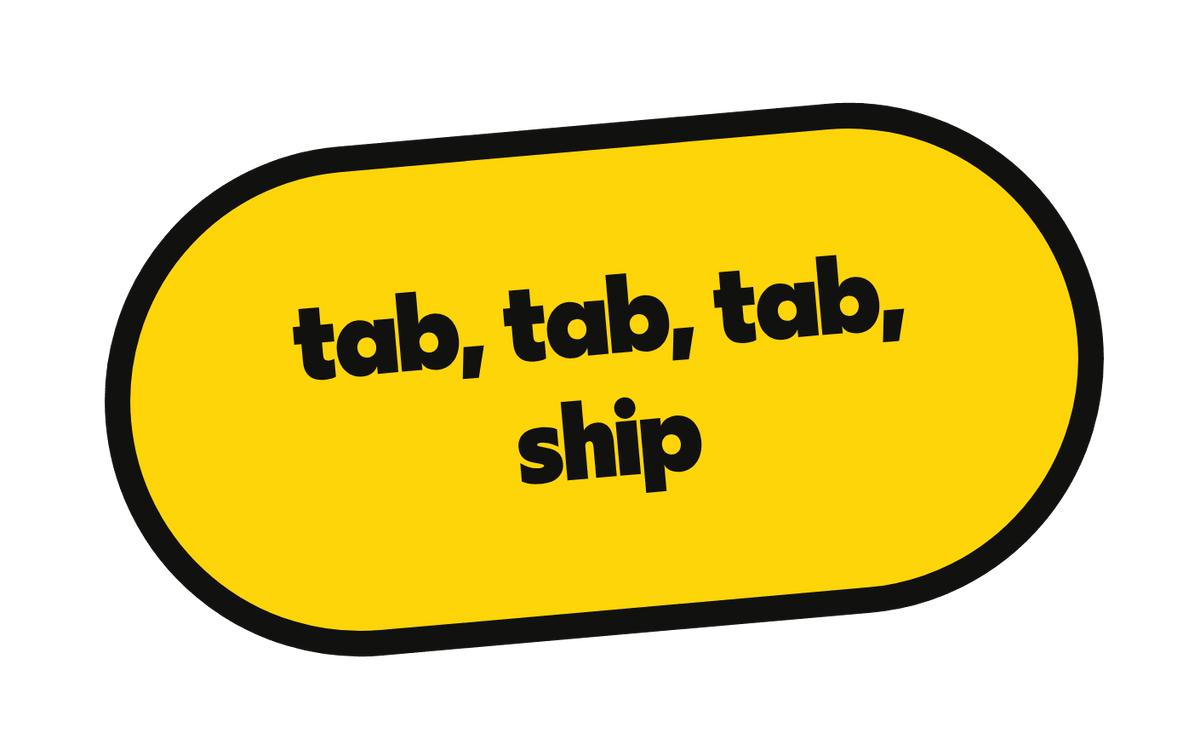 tab, tab, tab, ship die-cut vinyl sticker