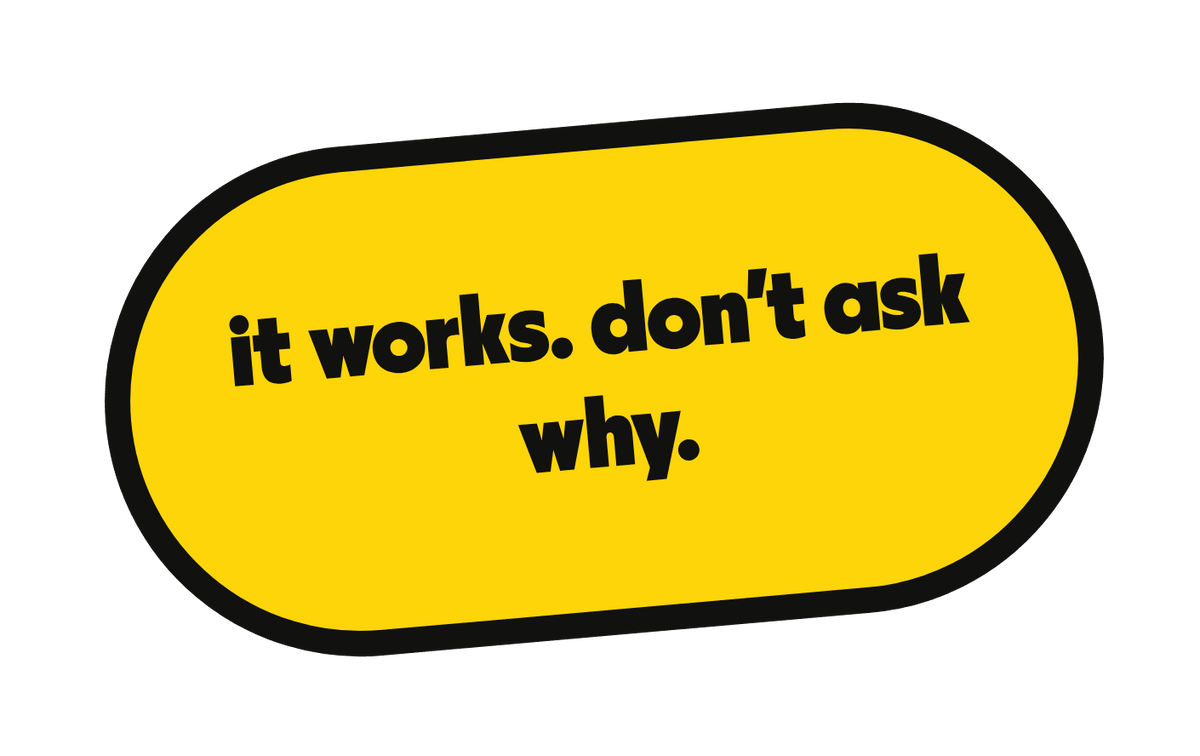 it works. don't ask why. die-cut vinyl sticker