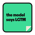 the model says LGTM die-cut vinyl sticker