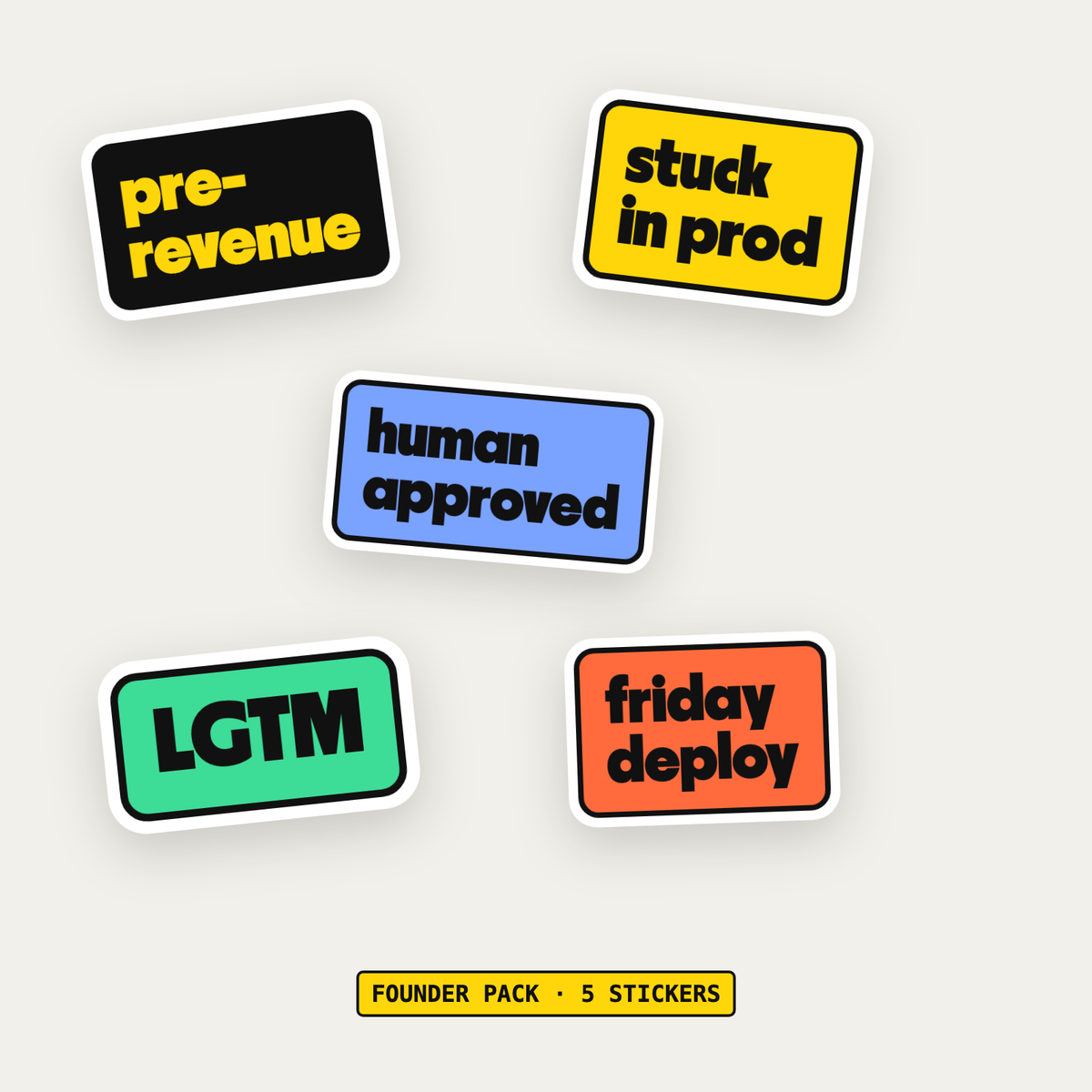 Founder pack: five die-cut vinyl stickers