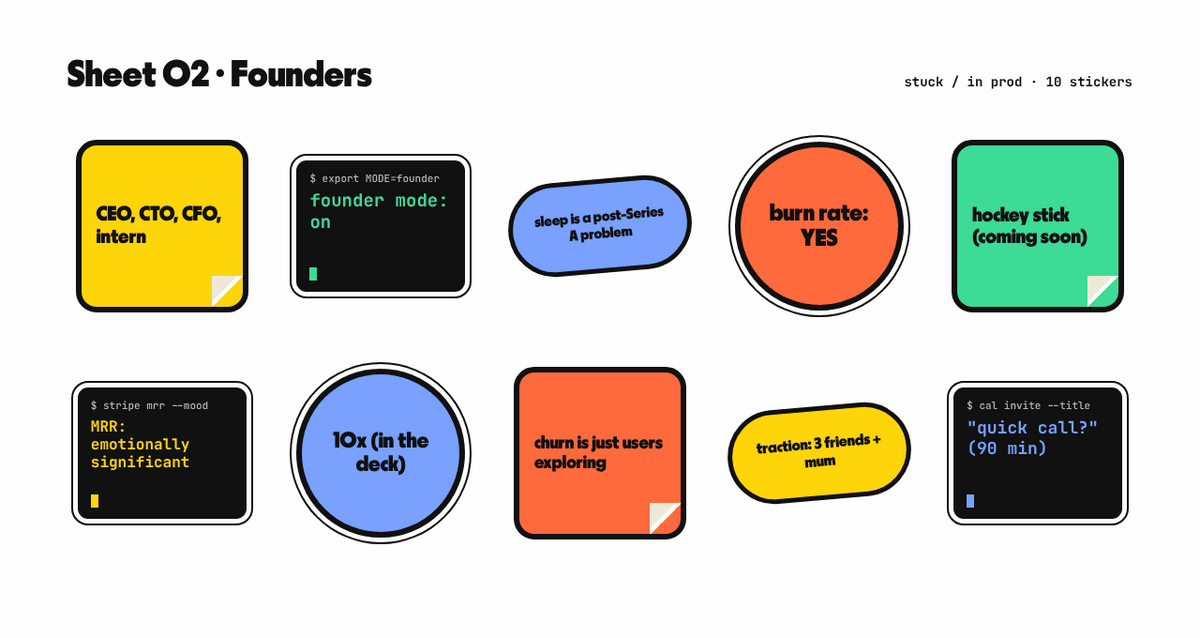 Founders 10-pack vol. 2: sheet of ten die-cut vinyl stickers